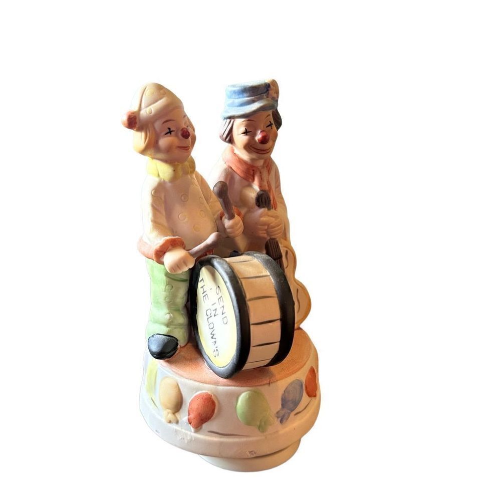 Vintage 1970s ALBERT E PRICE Porcelain Clown Music Box Send in the Clowns Works